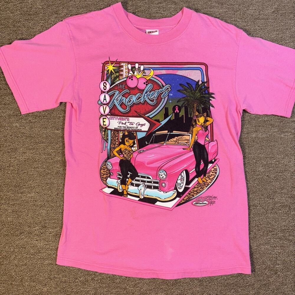 Breast Cancer Awareness Shirt Vintage Knockers Cat Earl Tom Design Med Anvil